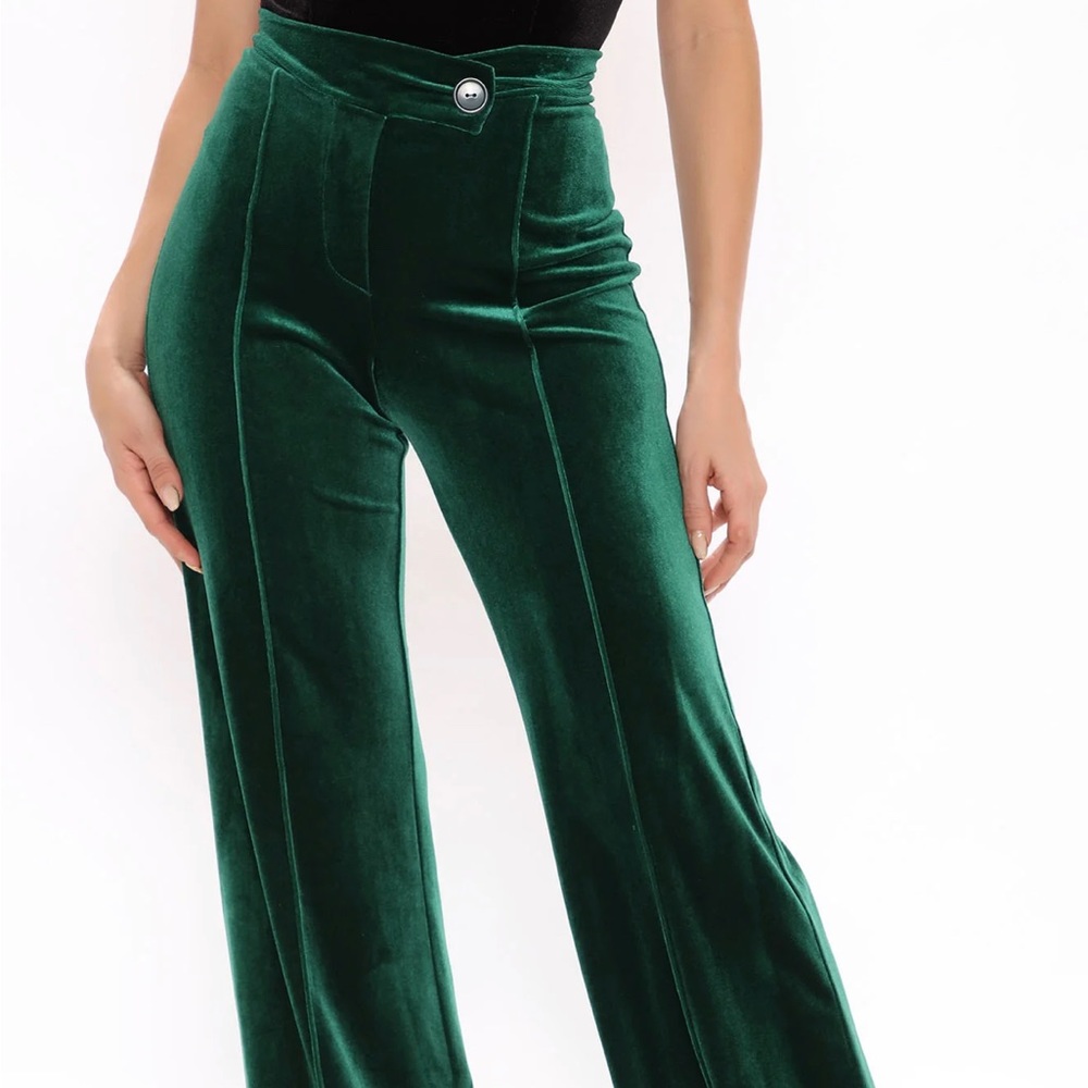 Fashion Nova Felt Wide Leg Emerald Pant Size Small